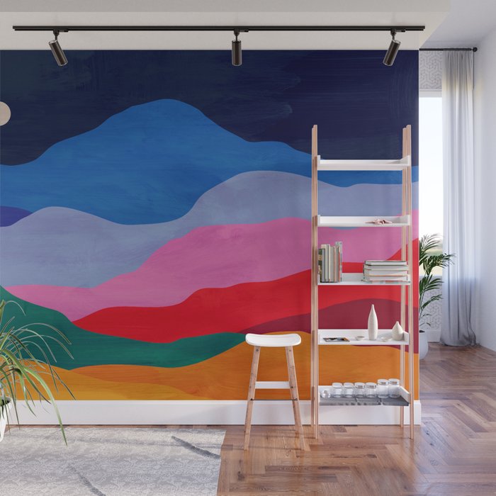 Night sky over mountains Wall Mural Gallery Image 1