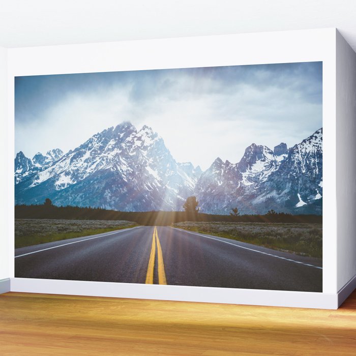 Mountain Road - Grand Tetons Nature Landscape Photography Wall Mural Gallery Image 2