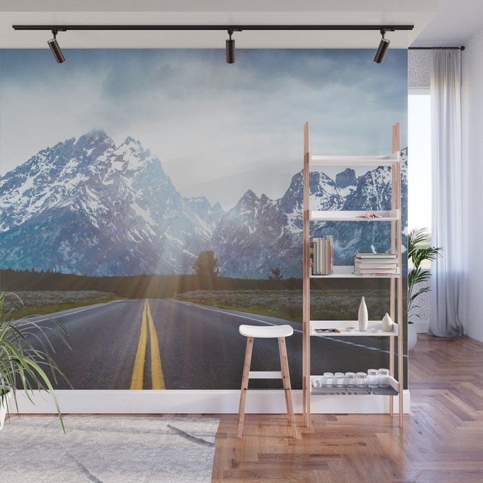 Mountain Road - Grand Tetons Nature Landscape Photography Wall Mural Gallery Image 1