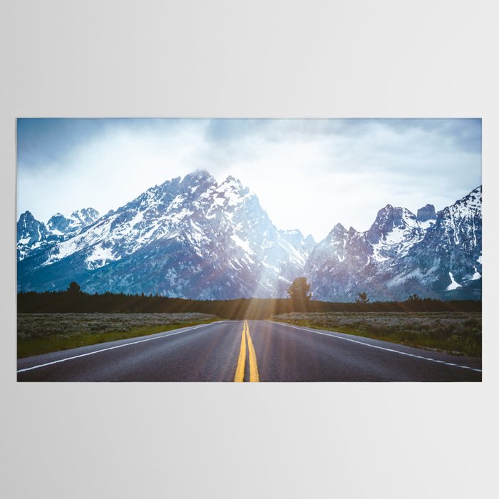 Mountain Road - Grand Tetons Nature Landscape Photography Tablecloth Gallery Image 2