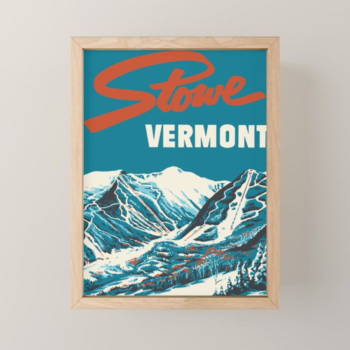 Stowe, Vermont Vintage Ski Poster Mini Art Print Gallery Image 1