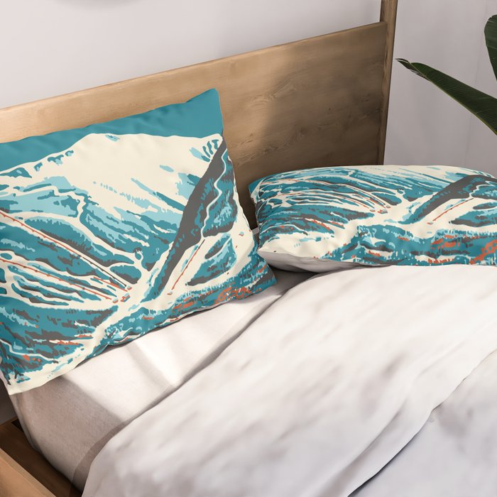 Stowe, Vermont Vintage Ski Poster Pillow Sham Gallery Image 2