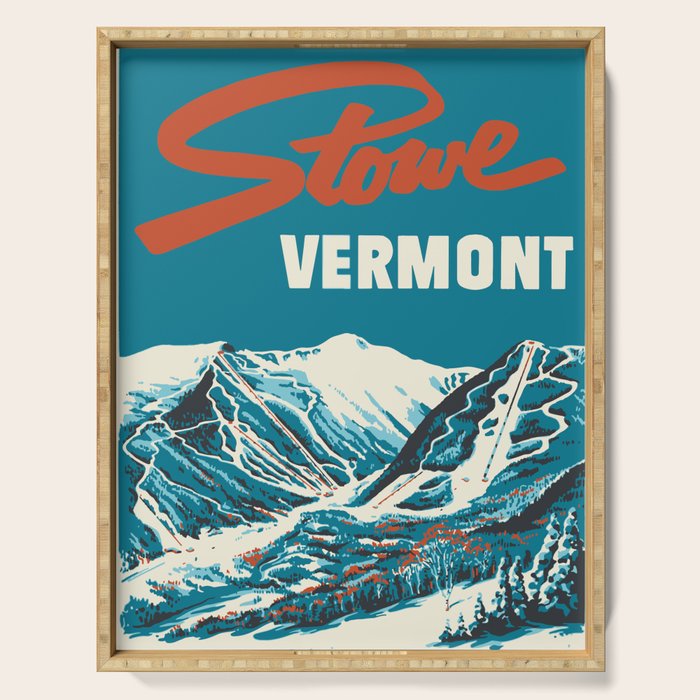 Stowe, Vermont Vintage Ski Poster Serving Tray Gallery Image 1