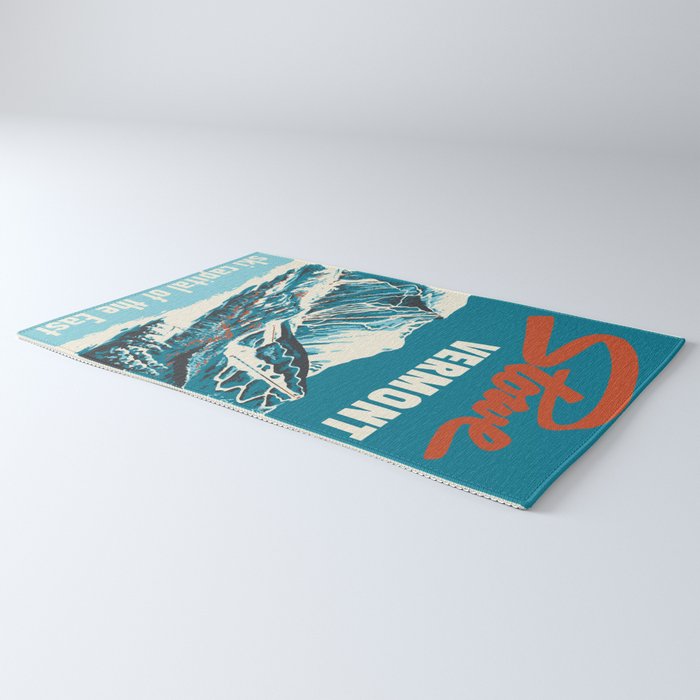 Stowe, Vermont Vintage Ski Poster Rug Gallery Image 3