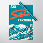 Stowe, Vermont Vintage Ski Poster Wrapping Paper Gallery Image 1