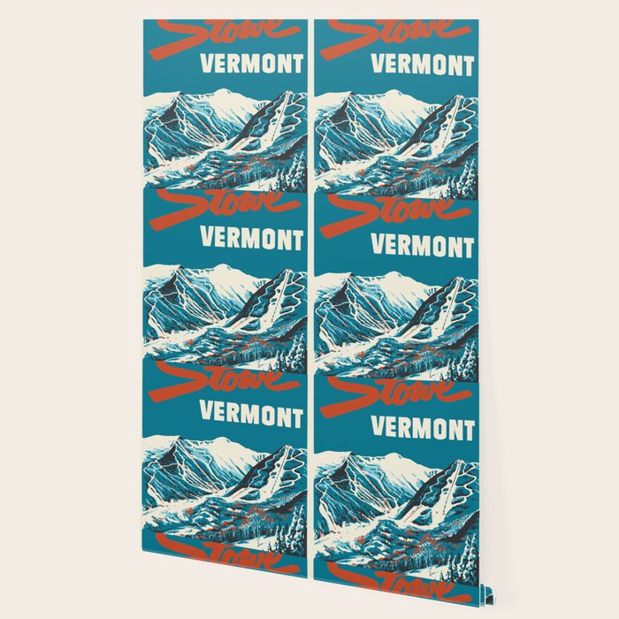 Stowe, Vermont Vintage Ski Poster Wallpaper Gallery Image 2