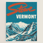 Stowe, Vermont Vintage Ski Poster Jigsaw Puzzle Gallery Image 1