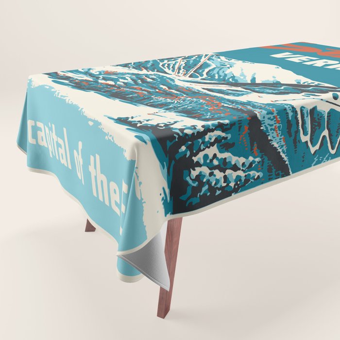Stowe, Vermont Vintage Ski Poster Tablecloth Gallery Image 1