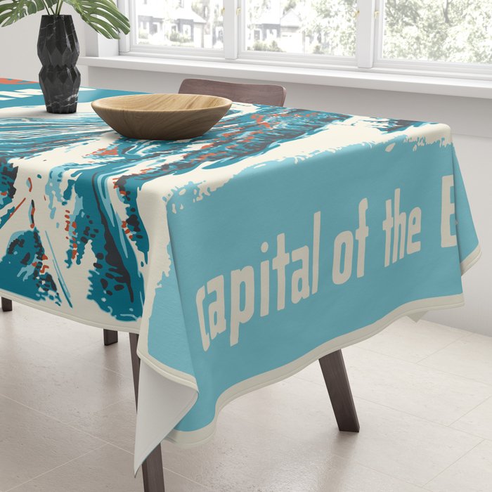 Stowe, Vermont Vintage Ski Poster Tablecloth Gallery Image 3