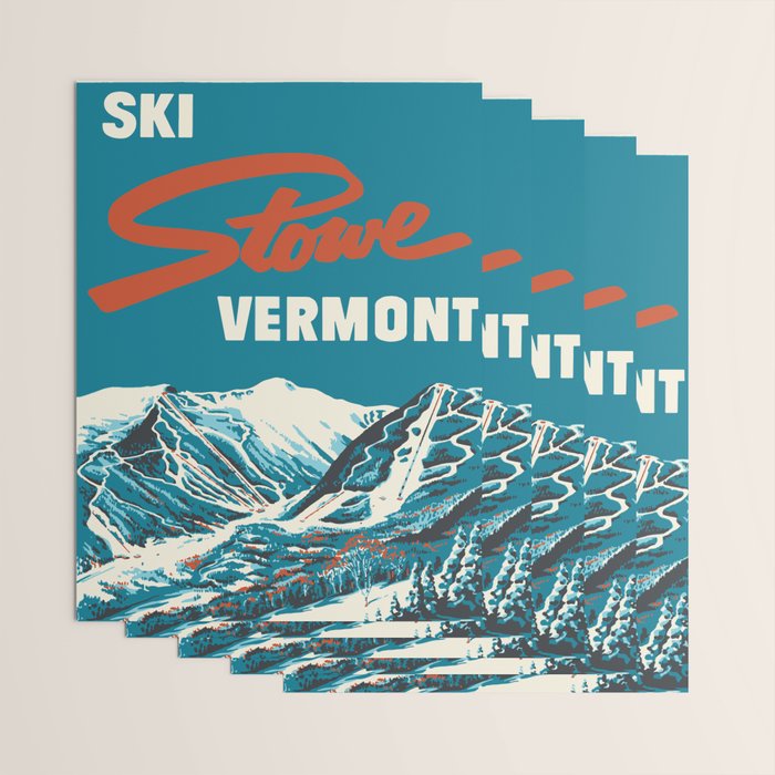 Stowe, Vermont Vintage Ski Poster Wrapping Paper Gallery Image 3