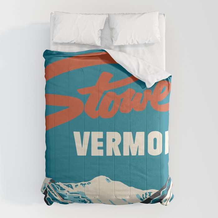 Stowe, Vermont Vintage Ski Poster Comforter Gallery Image 1