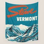 Stowe, Vermont Vintage Ski Poster Wall Tapestry Gallery Image 4