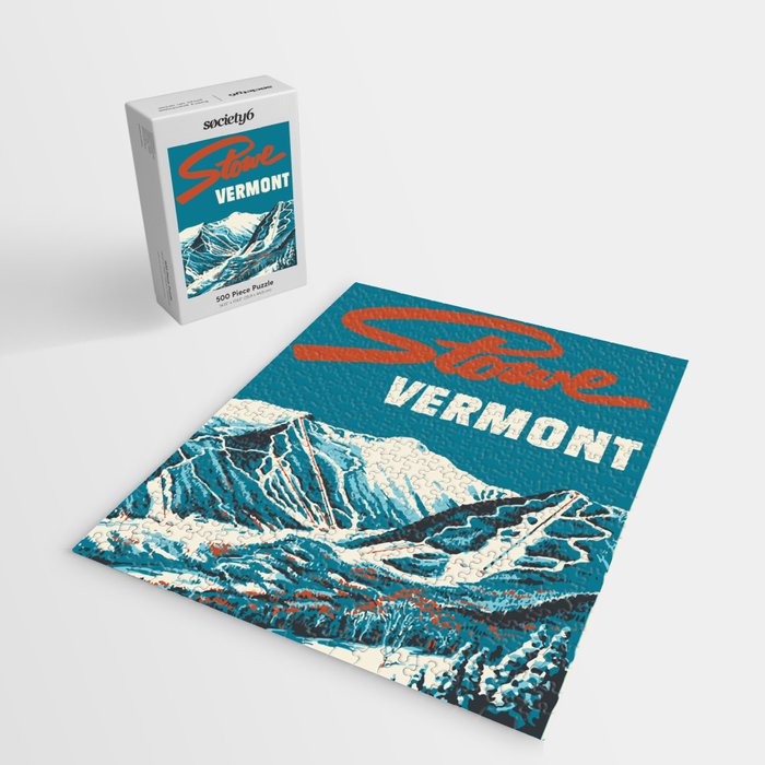Stowe, Vermont Vintage Ski Poster Jigsaw Puzzle Gallery Image 2