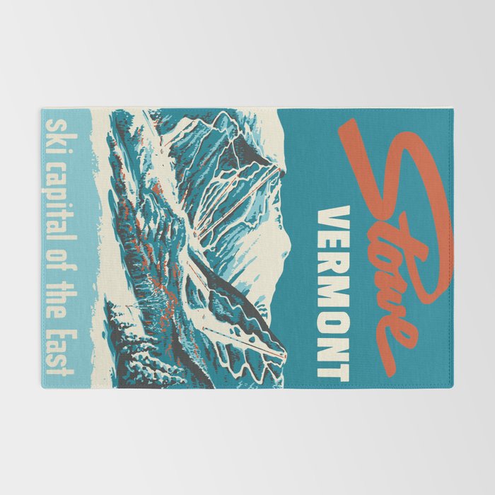 Stowe, Vermont Vintage Ski Poster Rug Gallery Image 2