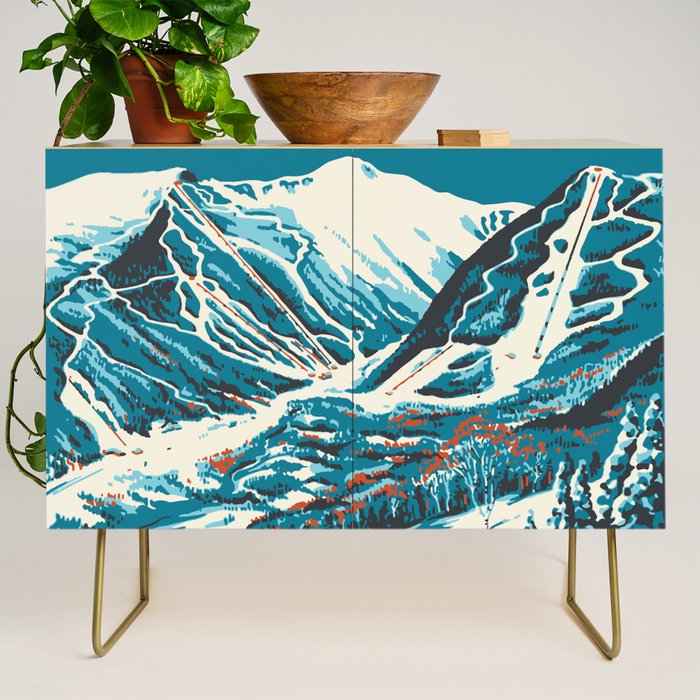 Stowe, Vermont Vintage Ski Poster Credenza Gallery Image 1