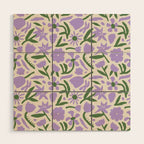 Vintage flower nature art pattern Wood Wall Art Gallery Image 1