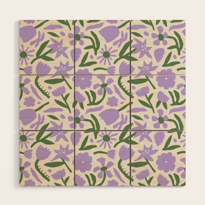 Vintage flower nature art pattern Wood Wall Art Gallery Image 1