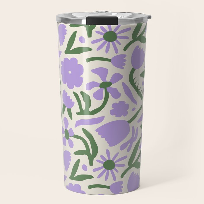 Vintage flower nature art pattern Travel Mug Gallery Image 1
