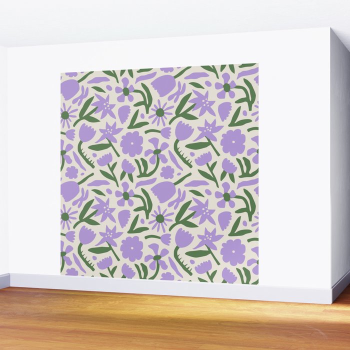 Vintage flower nature art pattern Wall Mural Gallery Image 2