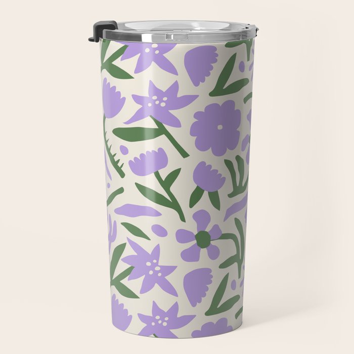 Vintage flower nature art pattern Travel Mug Gallery Image 3