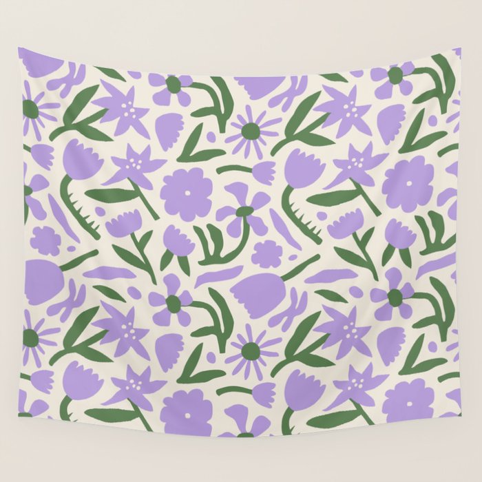 Vintage flower nature art pattern Wall Tapestry Gallery Image 4