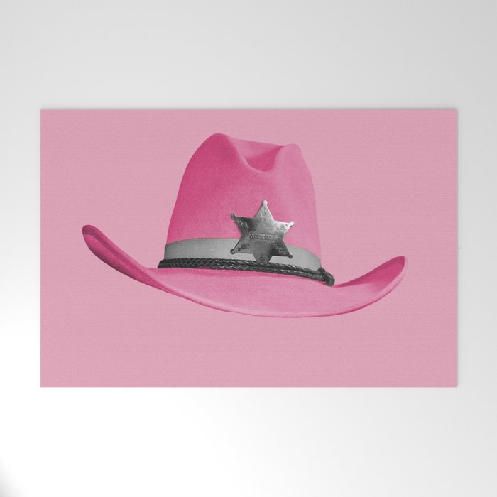 Pink Cowboy Hat Cute Welcome Mat Gallery Image 1