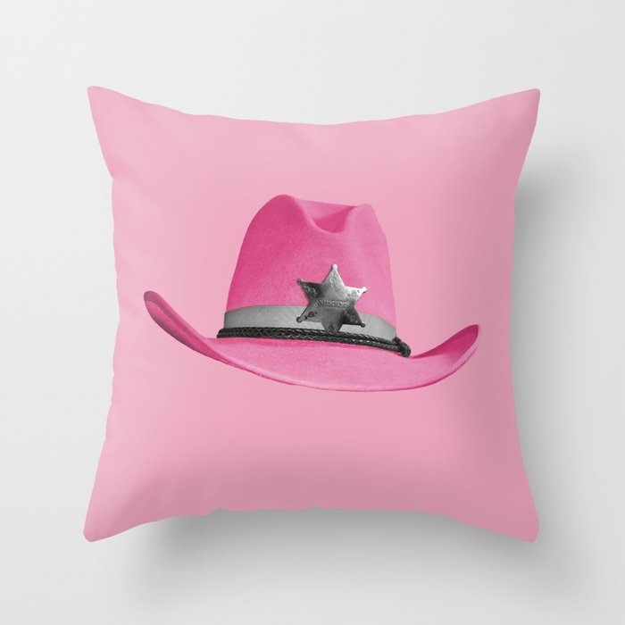 Pink Cowboy Hat Cute Throw Pillow Gallery Image 1