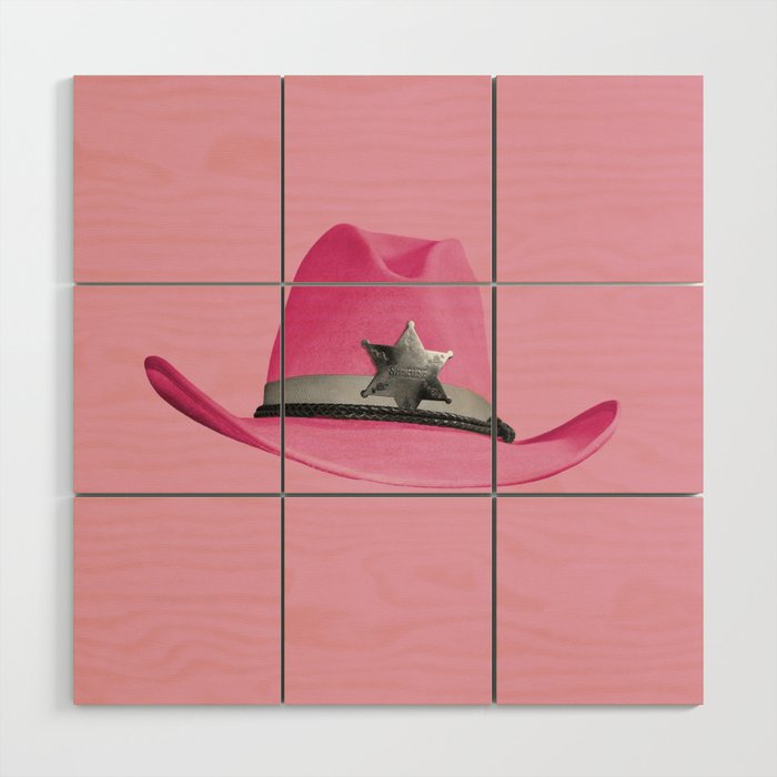 Pink Cowboy Hat Cute Wood Wall Art Gallery Image 1