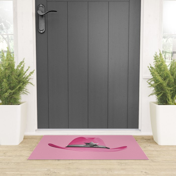 Pink Cowboy Hat Cute Welcome Mat Gallery Image 3