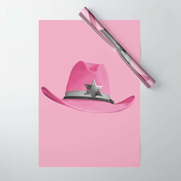 Pink Cowboy Hat Cute Wrapping Paper Gallery Image 1