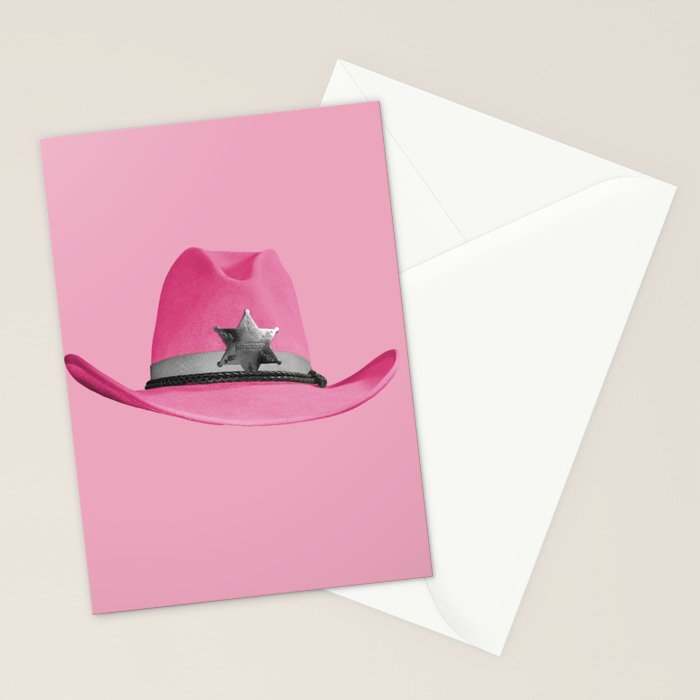 Pink Cowboy Hat Cute Stationery Card Gallery Image 2