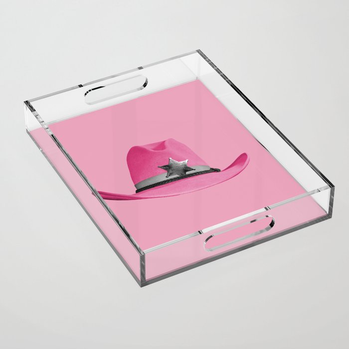 Pink Cowboy Hat Cute Acrylic Tray Gallery Image 1