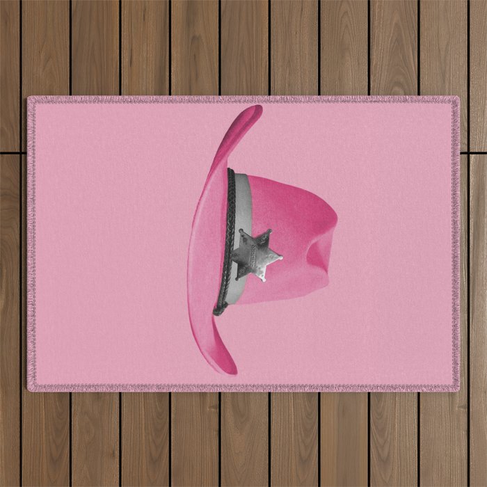 Pink Cowboy Hat Cute Outdoor Rug Gallery Image 1