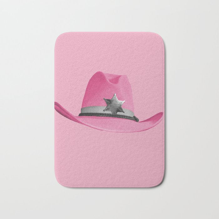 Pink Cowboy Hat Cute Bath Mat Gallery Image 1