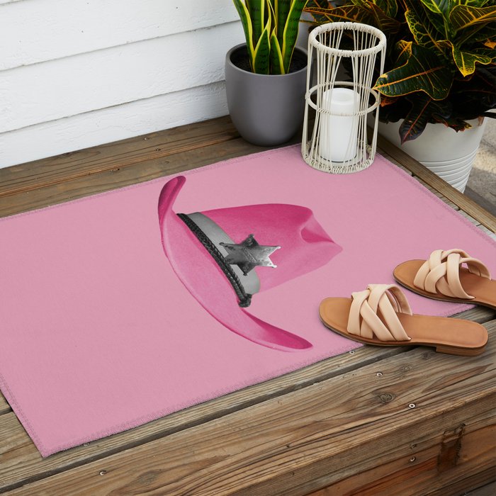 Pink Cowboy Hat Cute Outdoor Rug Gallery Image 2