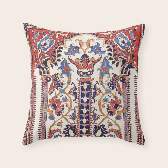 Mihrab  Antique Persian Rug Print Throw Pillow Gallery Image 6