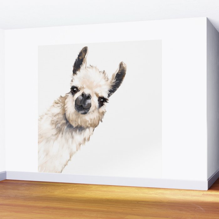 Sneaky Llama White Wall Mural Gallery Image 2