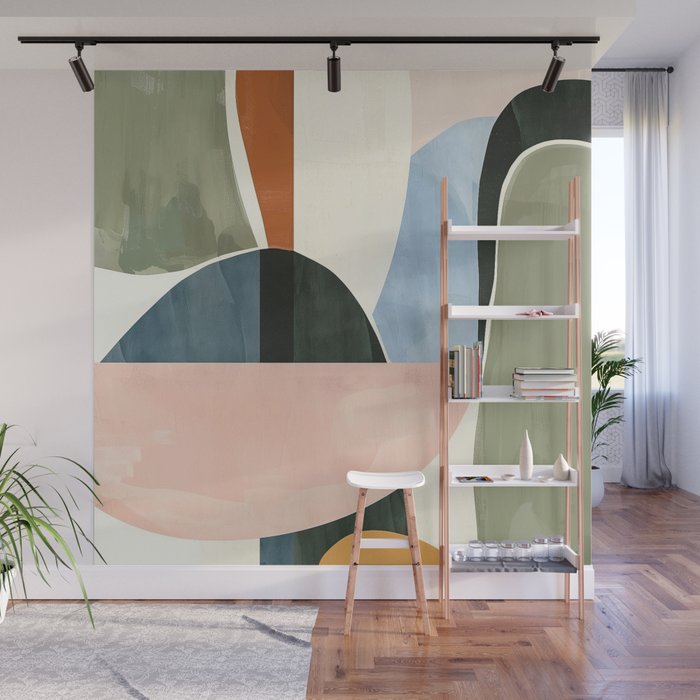 Soft Modern Abstract Shapes I Wall Mural Gallery Image 1