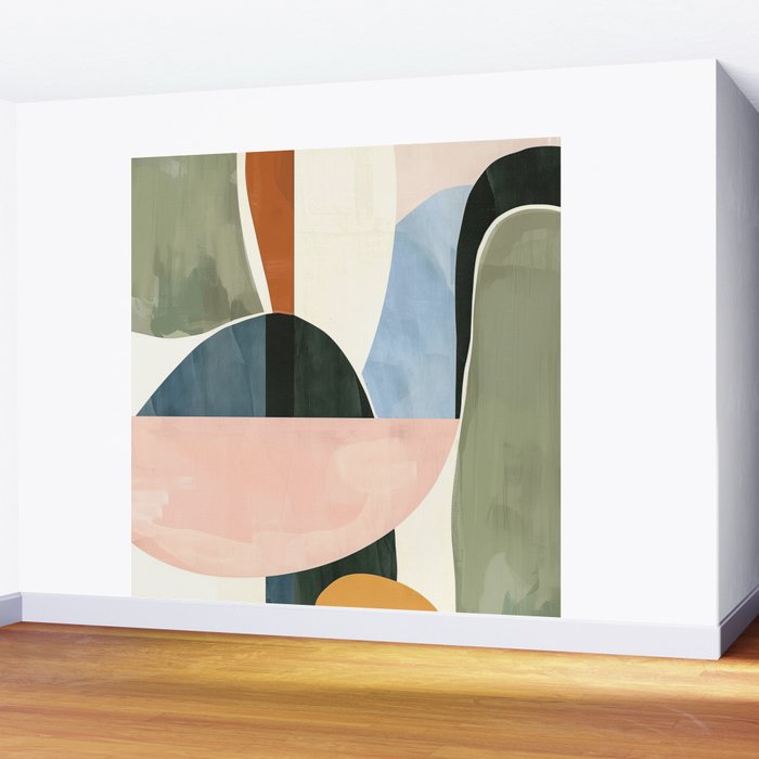 Soft Modern Abstract Shapes I Wall Mural Gallery Image 2