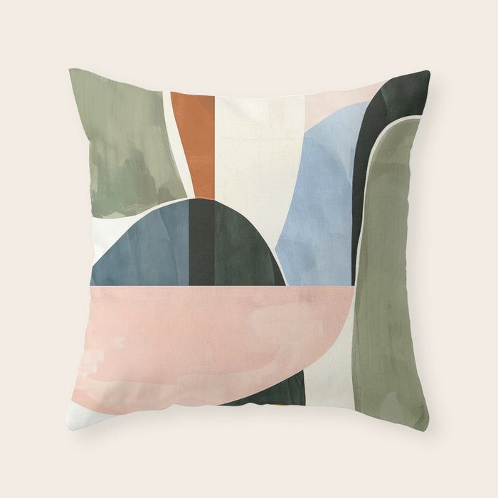 Soft Modern Abstract Shapes I Throw Pillow Gallery Image 1