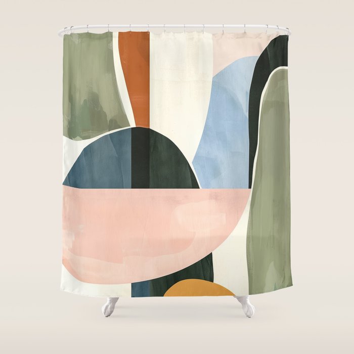 Soft Modern Abstract Shapes I Shower Curtain Gallery Image 1