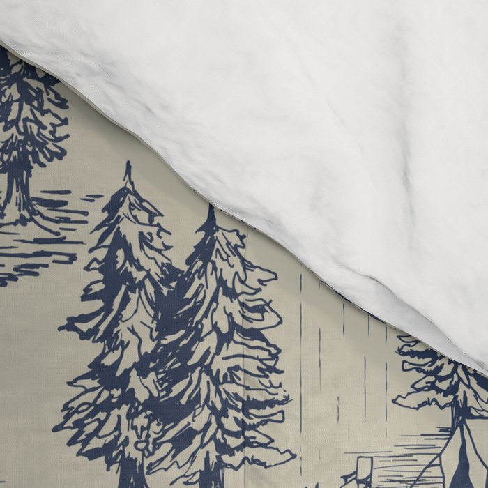 Alien Abduction Toile De Jouy Pattern in Blue Comforter Gallery Image 4