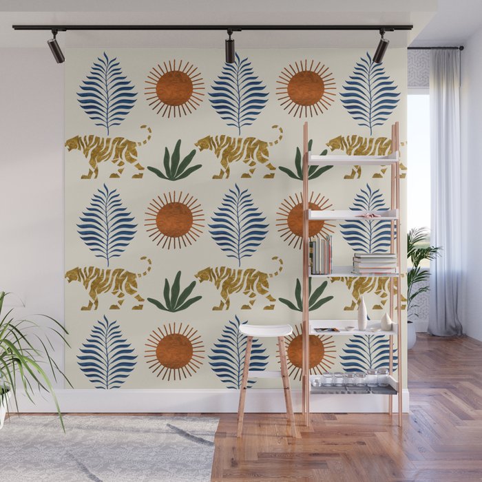 Jungle Tiger Print Wall Mural Gallery Image 1