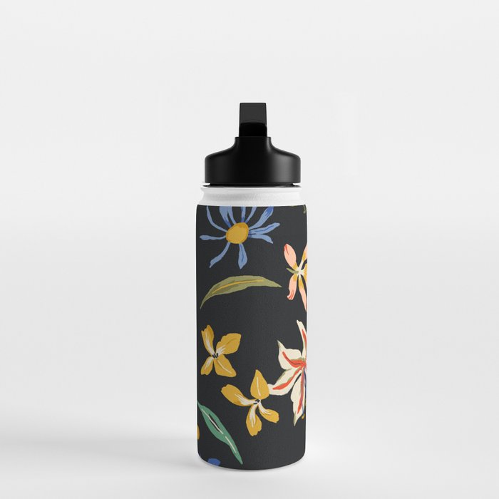 seamless floral pattern with flowers on a dark background Water Bottle Gallery Image 3