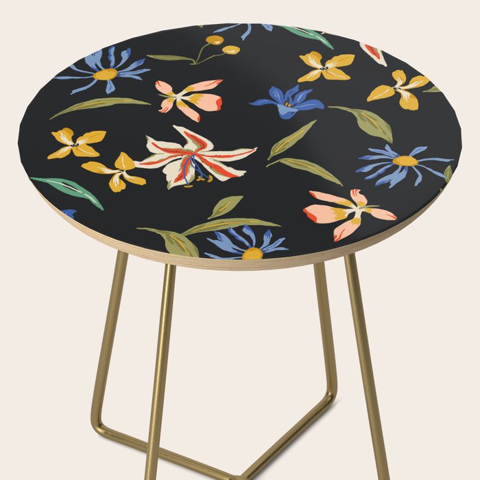  seamless floral pattern with flowers on a dark background Side Table Gallery Image 2