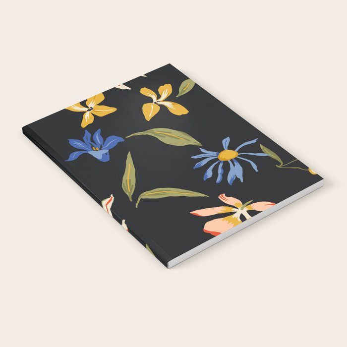  seamless floral pattern with flowers on a dark background Notebook Gallery Image 2