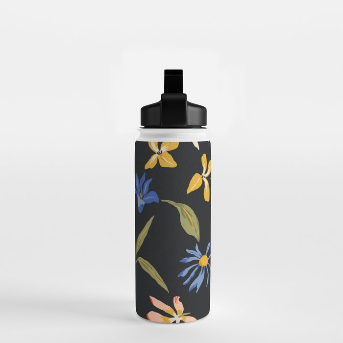  seamless floral pattern with flowers on a dark background Water Bottle Gallery Image 2