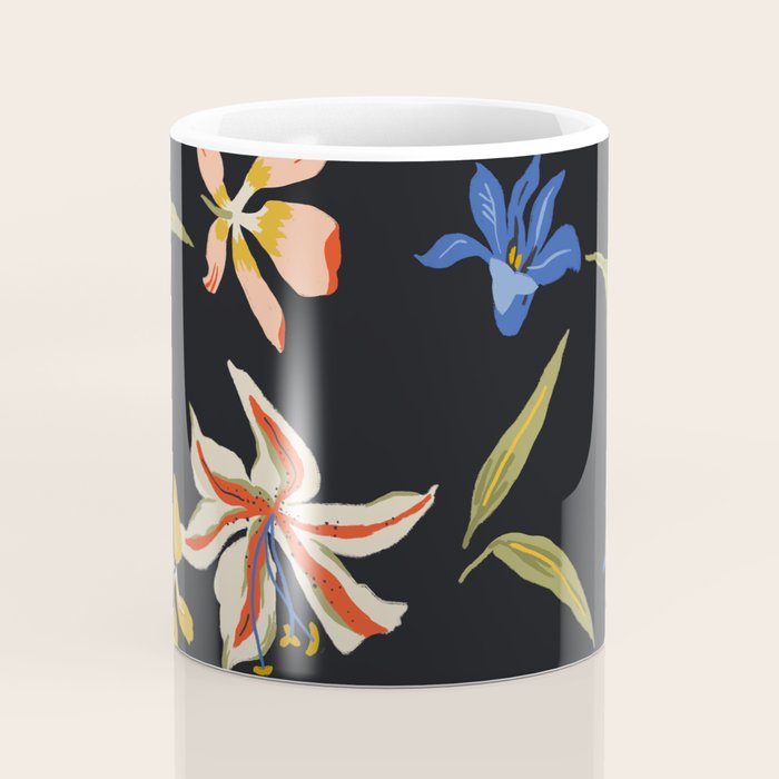  seamless floral pattern with flowers on a dark background Coffee Mug Gallery Image 4