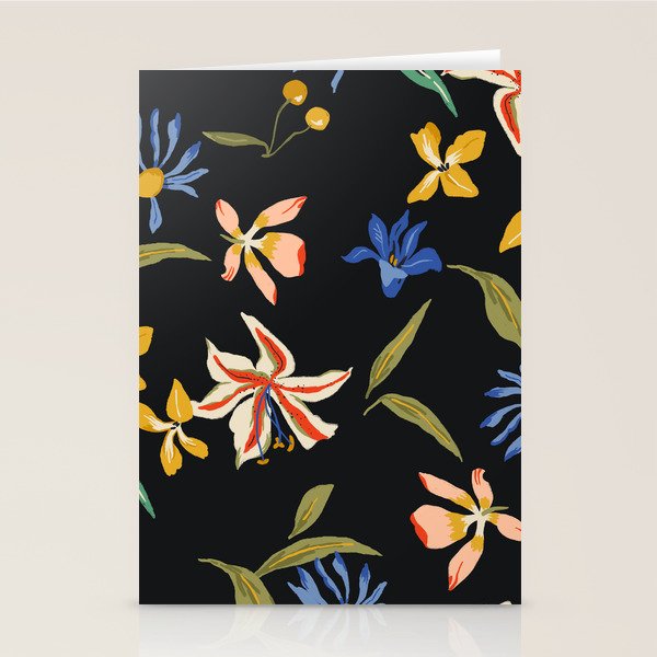  seamless floral pattern with flowers on a dark background Stationery Card Gallery Image 2