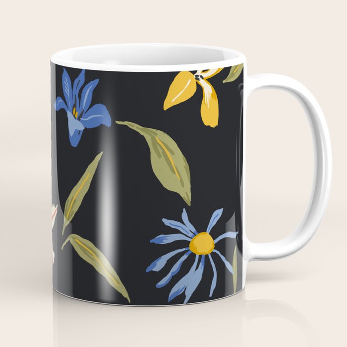  seamless floral pattern with flowers on a dark background Coffee Mug Gallery Image 1